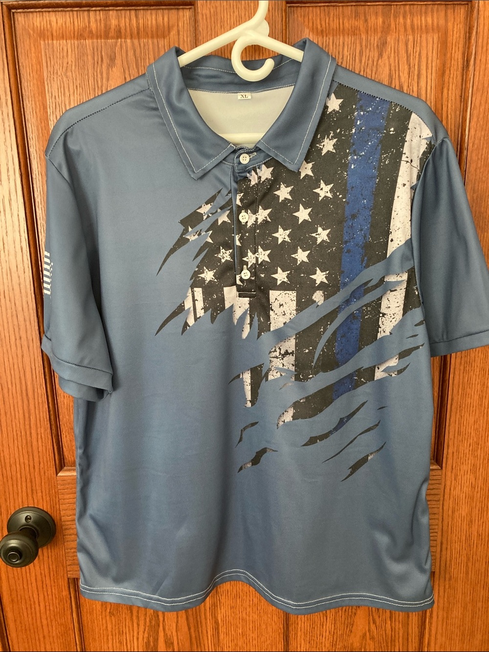 Men’s Patriotic Golf Blue Polo XL